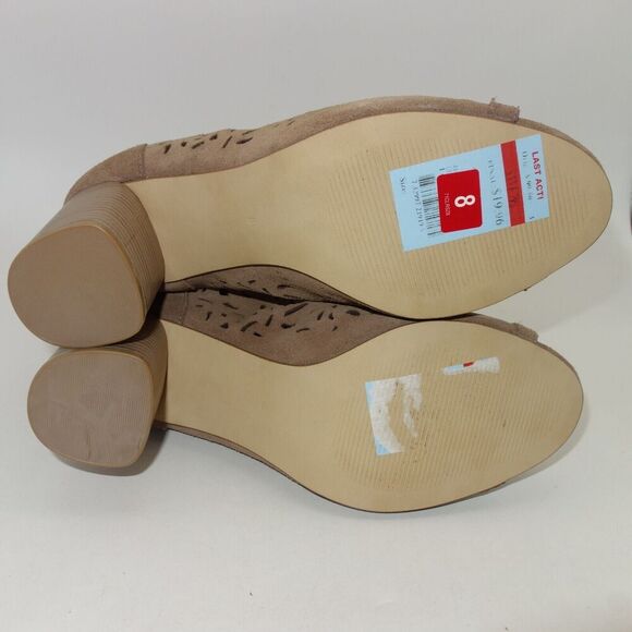 NEW American Rag Glia Perforated Suede Shooties Booties Peep Toe Women's 8 Brown - Picture 5 of 6